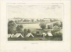 Tinted Lithograph of Picturesque Camp Scene Along Maple River, Minnesota - 1856
