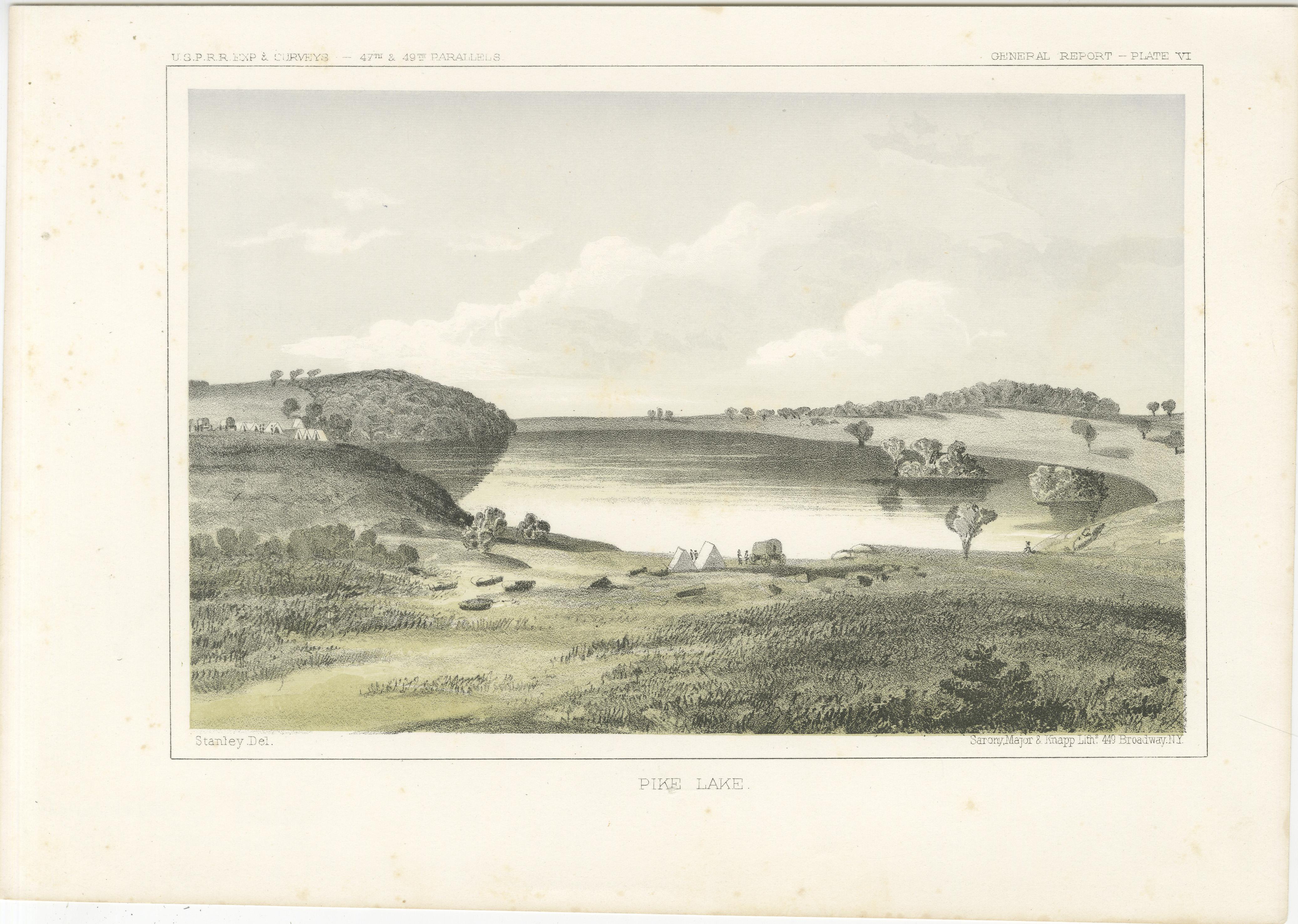 Titel: Malerische Lithographie des Hechtsees, Eisenbahnerkundungsstudie, 1856  

Beschreibung:  
Diese charmante Lithografie 