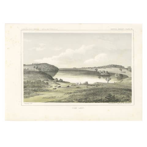 Tinted Lithograph of Pike Lake in Minnesota, Railroad Exploration Survey, 1856
