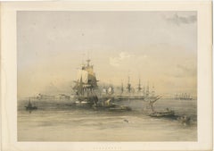 Tinted lithograph with a view of Alexandria, Egypt