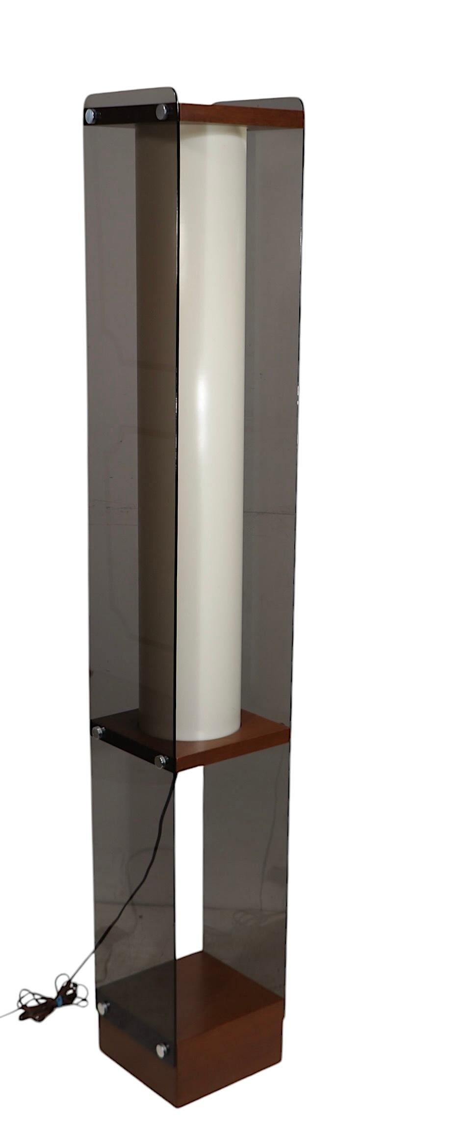 Mid-Century Modern Tinted Lucite and Wood Tótem Form Floor Lamp by Pearsall for Modeline c. 1970’s For Sale