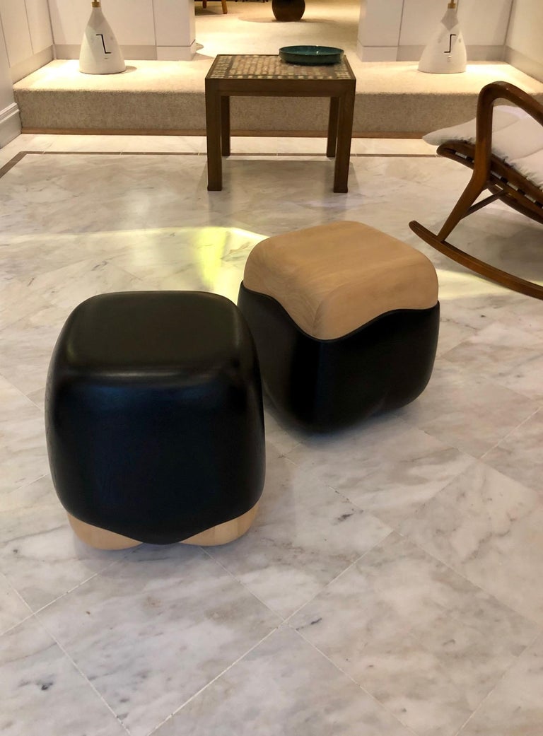 Tinted Oak and Boxwood Stools by Designer Hoon Moreau For Sale 1
