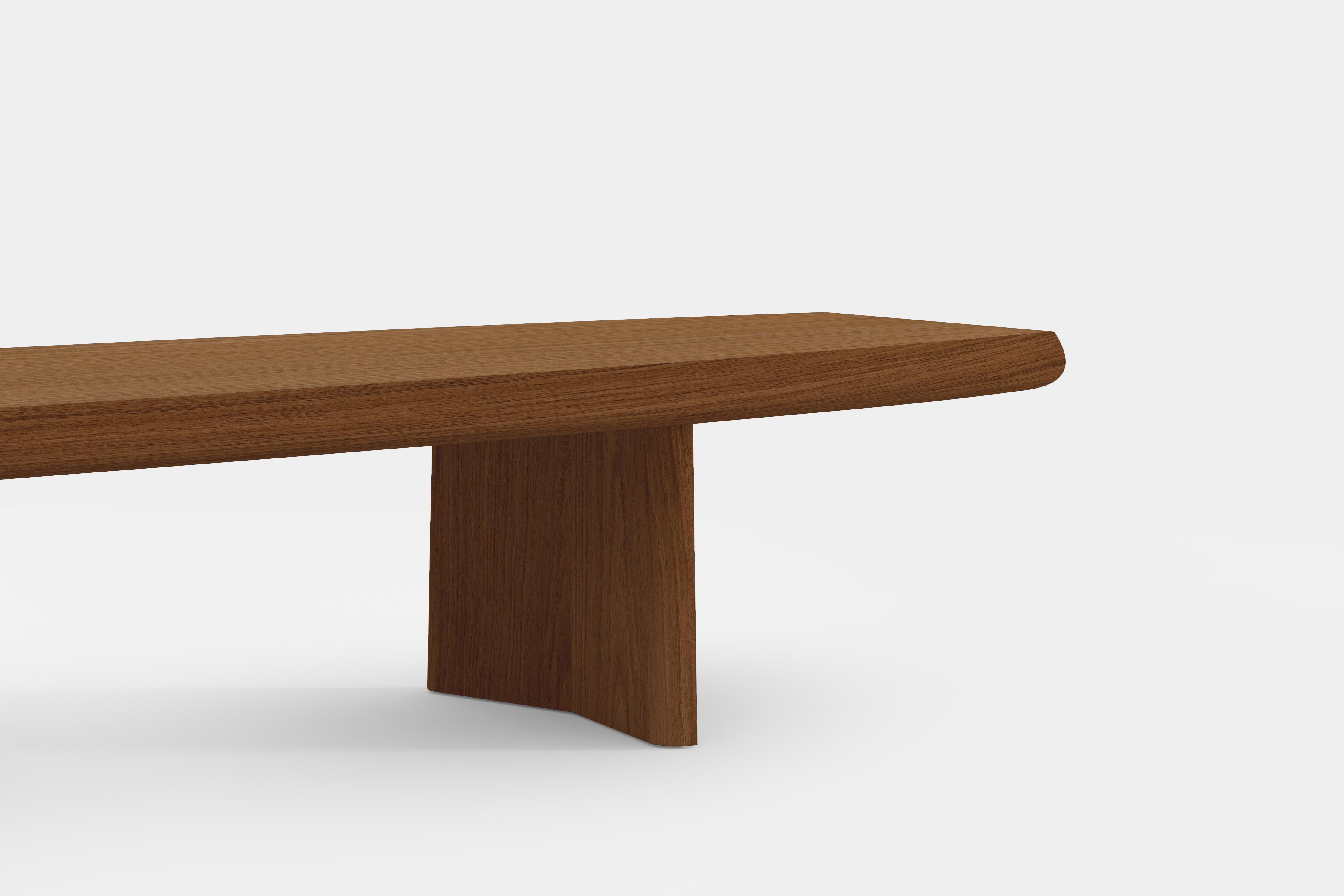 Peana Low Coffee Table, Bench in Red Tinted Wood Finish by Joel Escalona en vente 1