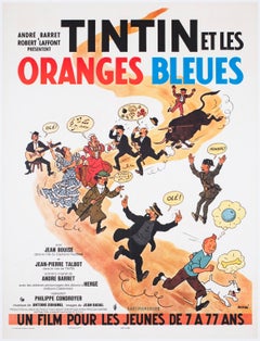 Tintin and the Blue Oranges 1964 French Moyenne Film Poster, Herge