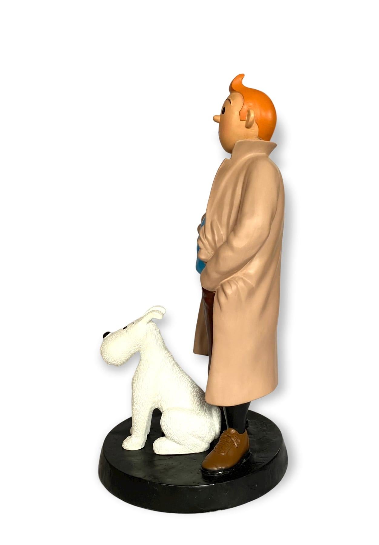 French Tintin E Milou, Great Hand Painted Resin Figure, France, circa 1970