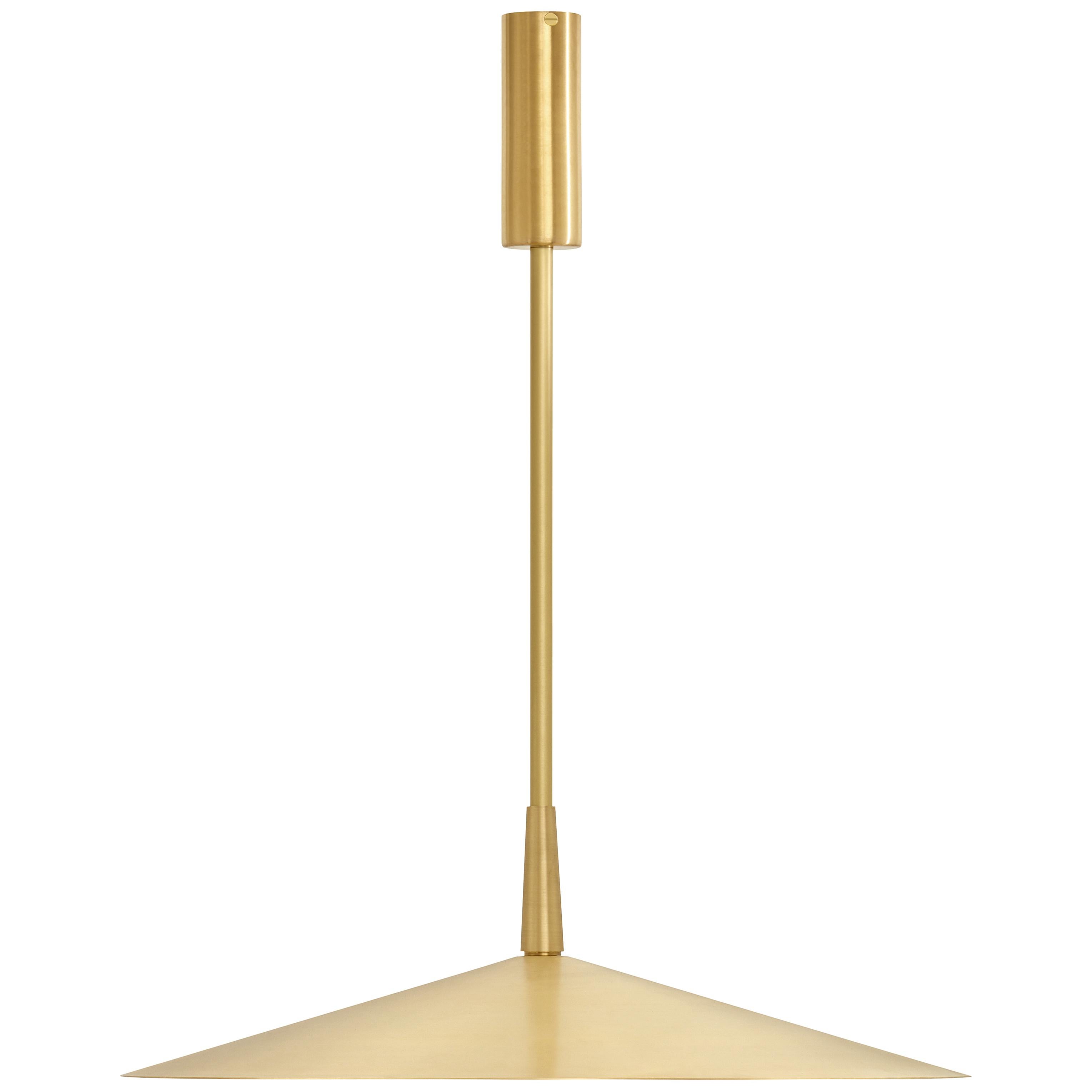 Tinto Medium pendant by CTO Lighting
Materials: satin brass 
Also available in dark bronze shade and finial with satin brass drop rod and ceiling rose
satin brass shade and finial with dark bronze drop rod and ceiling rose
all dark bronze
all