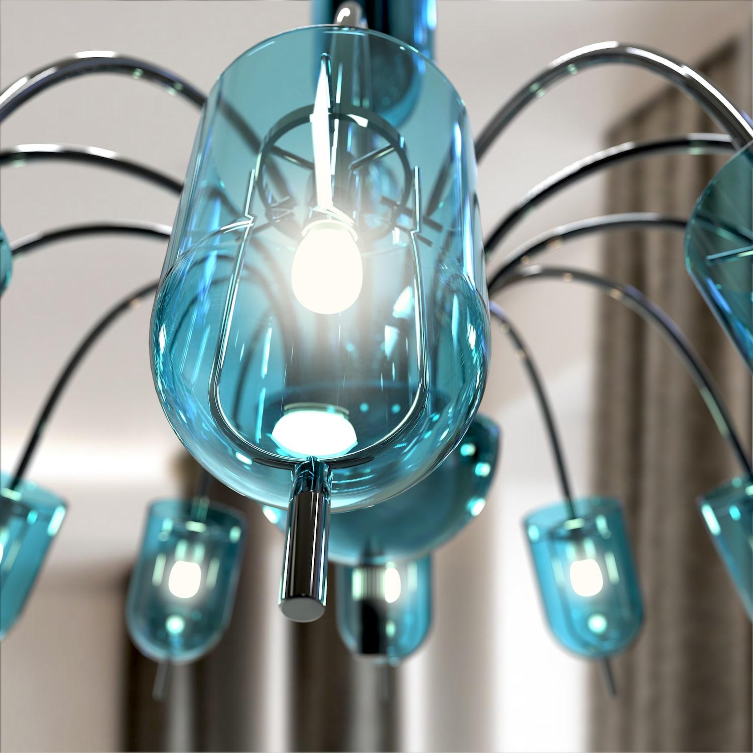 Periodo contemporaneo TINTORETTO Lampadario design – Illuminazione sospesa Vetro di Murano con 12 luci in vendita