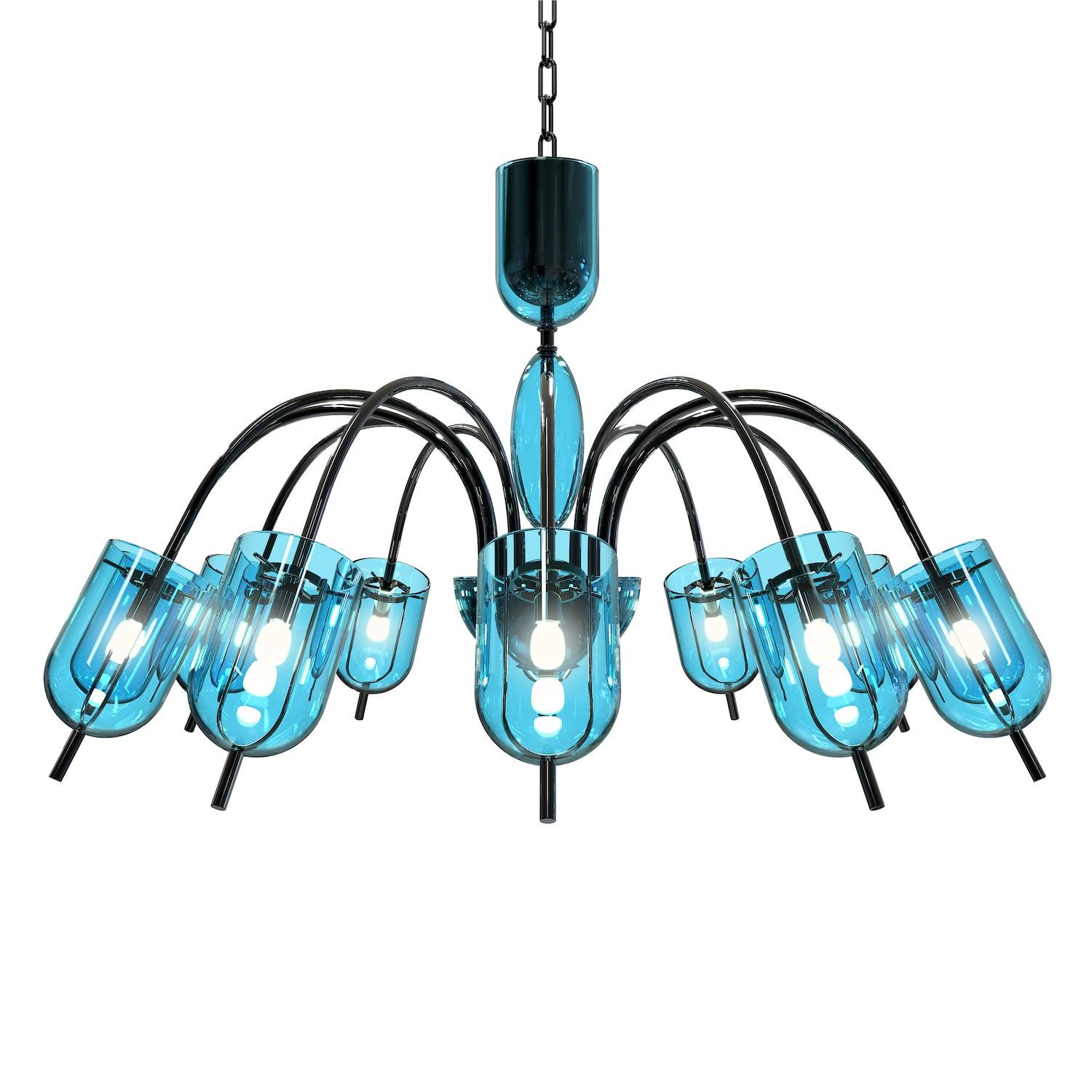 Metallo TINTORETTO Lampadario design – Illuminazione sospesa Vetro di Murano con 12 luci in vendita