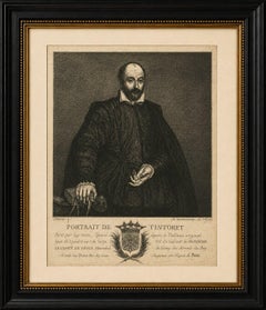 Tintoretto Portrait Engraving after Self Portrait, Antoine de Marcenay, 1755