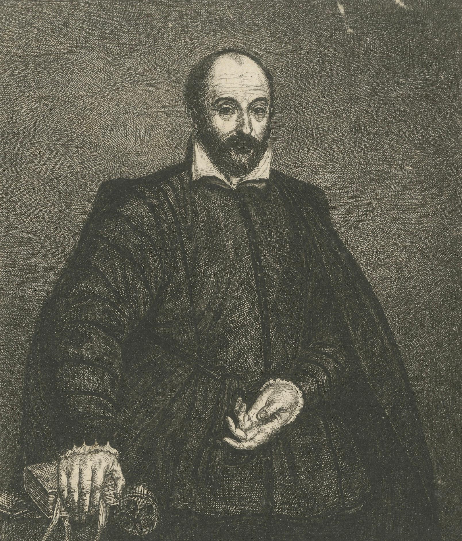 Tintoretto Portrait Engraving after Self Portrait, Antoine de Marcenay, 1755