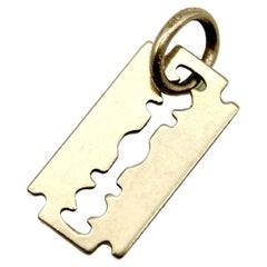 Tiny 14K Gold Razor Blade Charm 