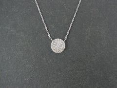 Winzige 14K Weißgold Diamant-Cluster-Halskette