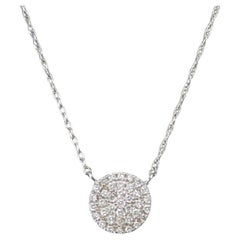 Tiny 14K White Gold Diamond Circle Cluster Necklace