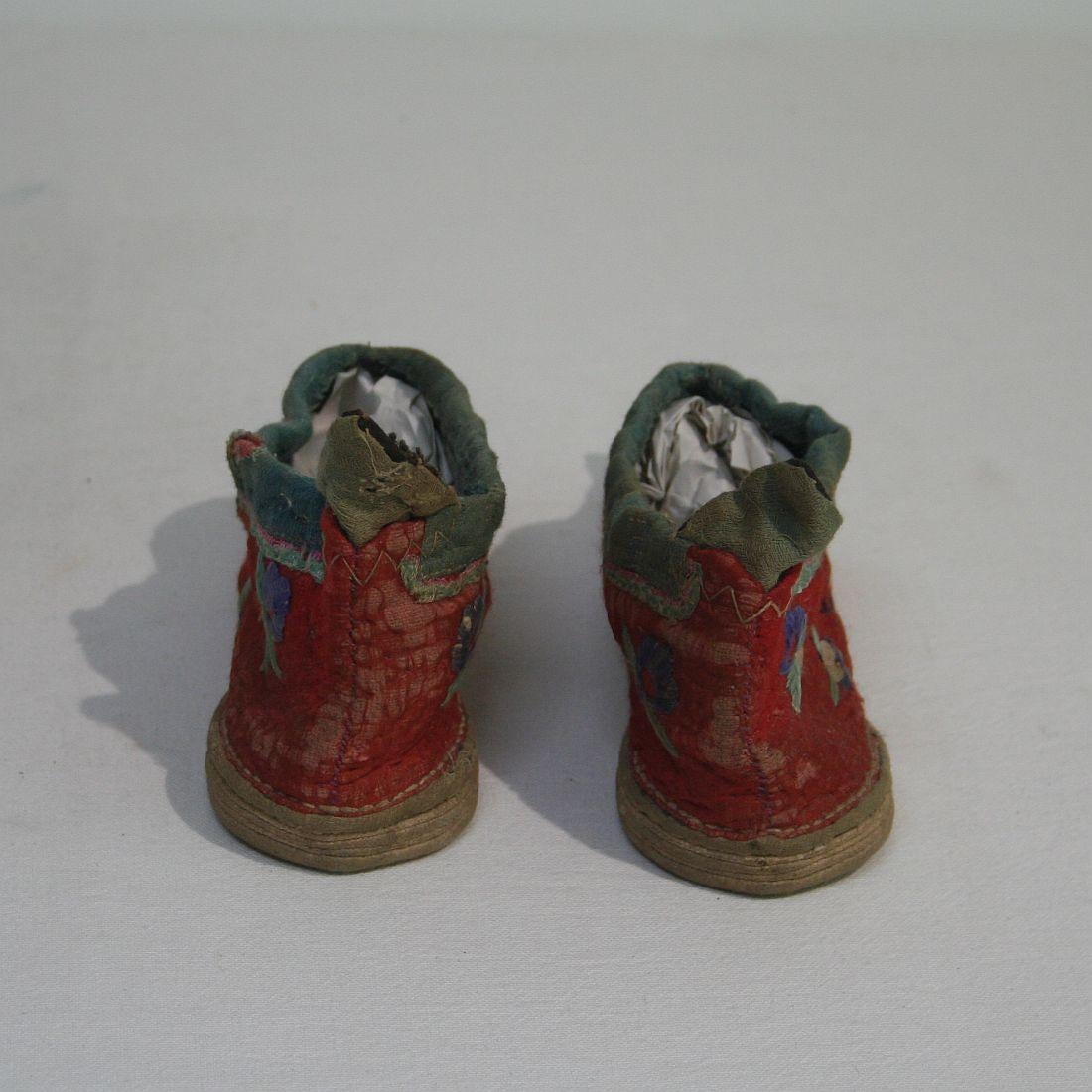 Textile Tiny 19th Century Chinese Embroidered Women’s Shoes