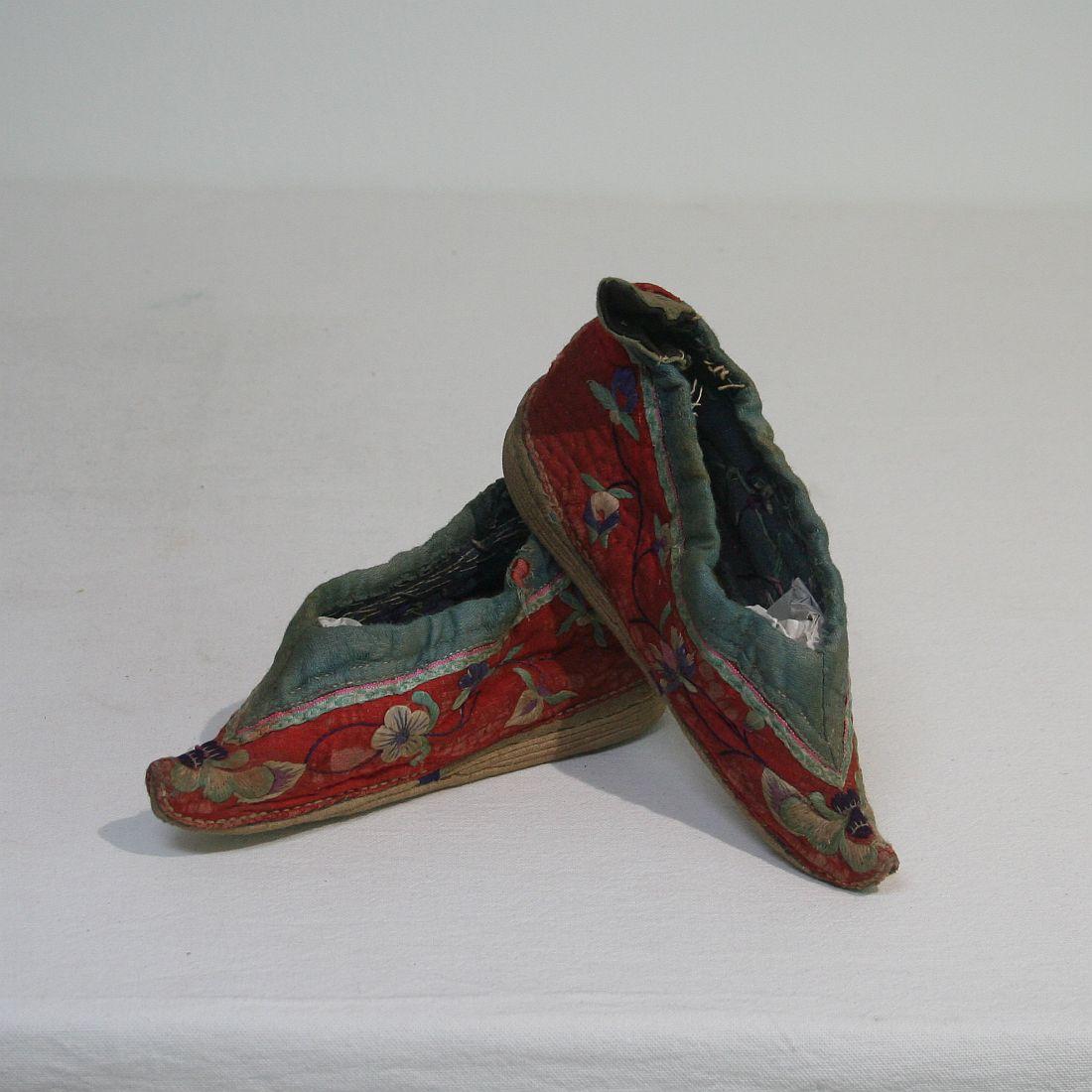 Tiny 19th Century Chinese Embroidered Women’s Shoes 1