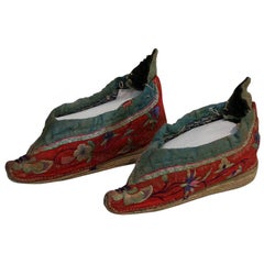 Antique Tiny 19th Century Chinese Embroidered Women’s Shoes