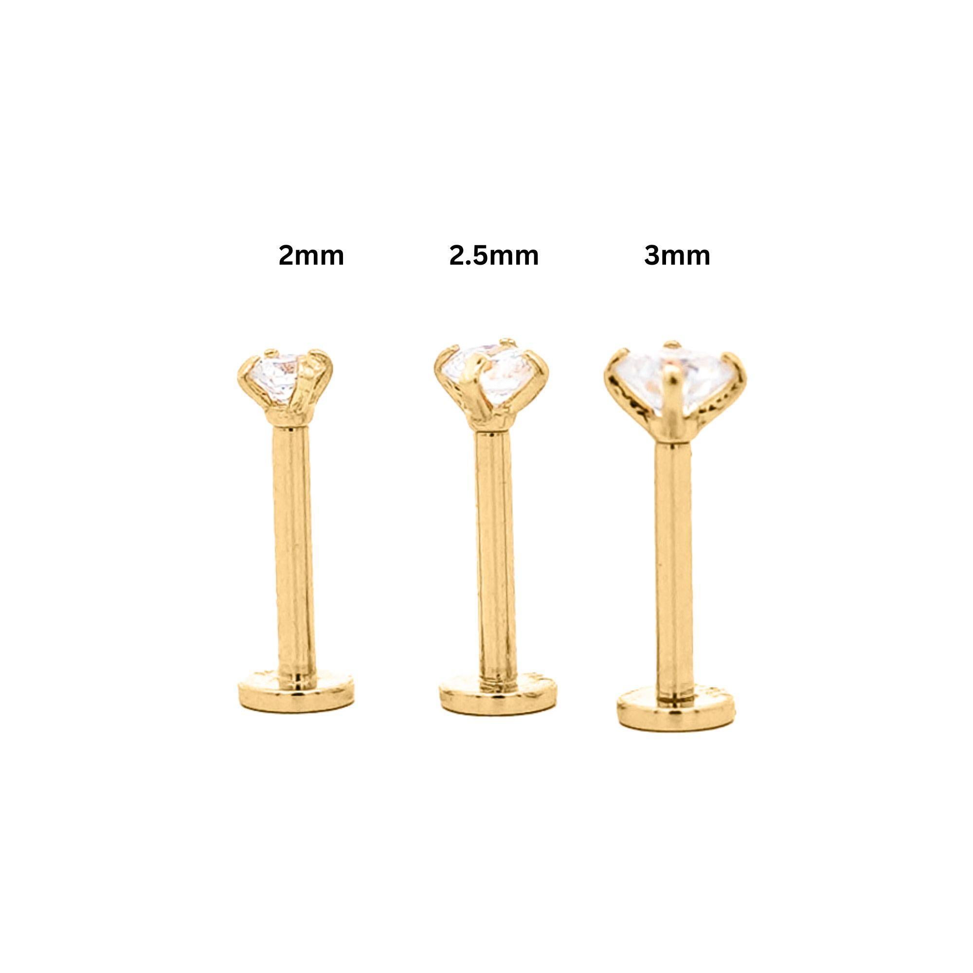 Tiny 2mm Diamond in 14K Gold Flat Back Stud Earrings In New Condition For Sale In Miami, FL