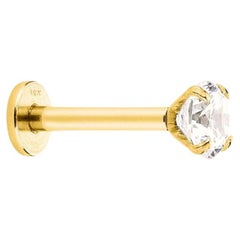 Tiny 2mm Diamond in 14K Gold Flat Back Stud Earrings
