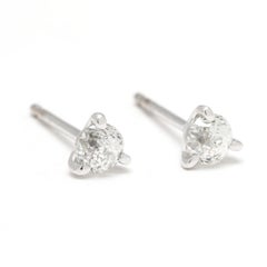 Tiny .33ctw Diamond Stud Earrings, 14k White Gold, Crown of Light