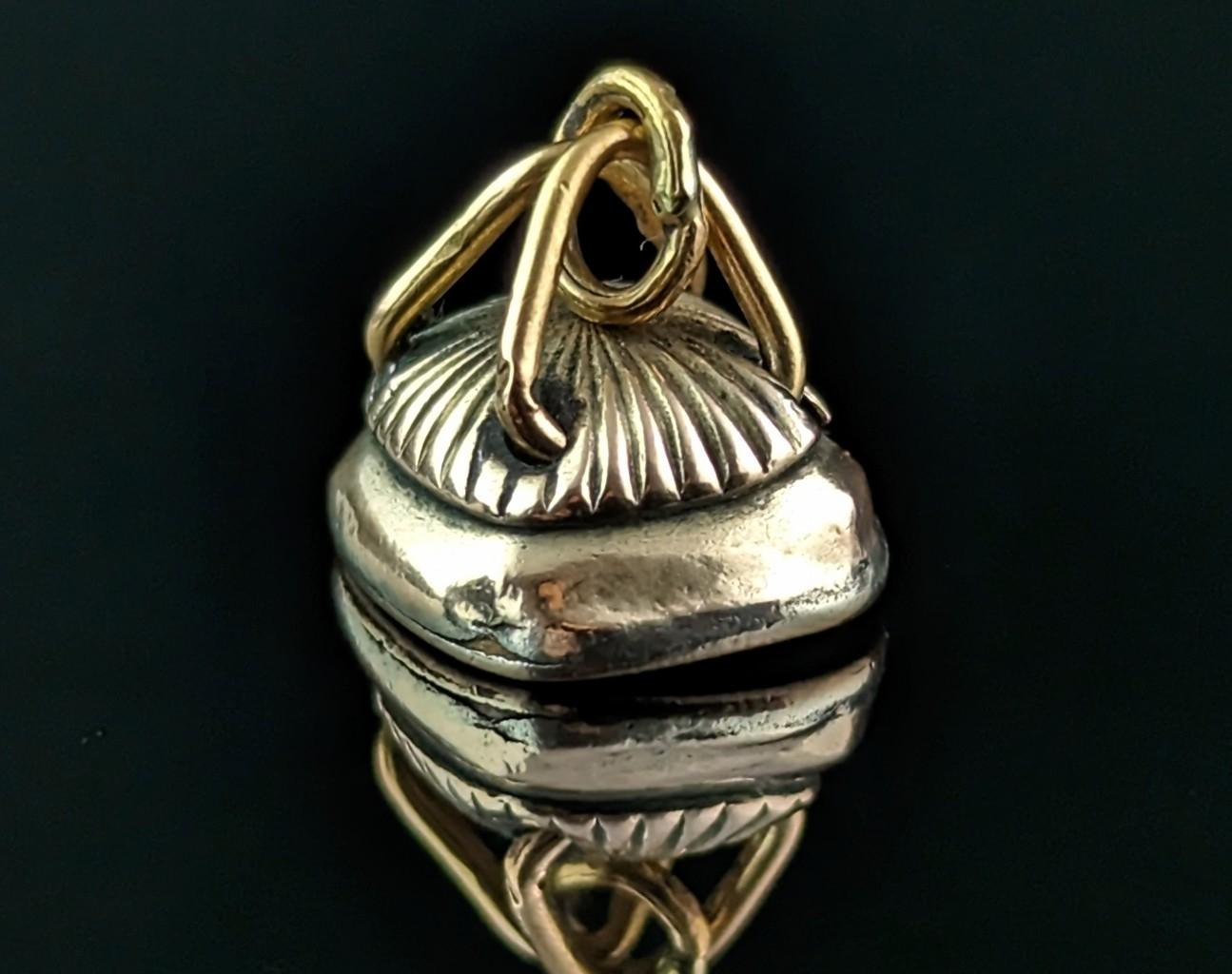 Tiny Antique 9k gold seal fob pendant, Dinna Forget  6