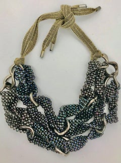 SYLVIA GOTTWALD,  Black pearl loops with French Deco  Deco links, Eco statement.