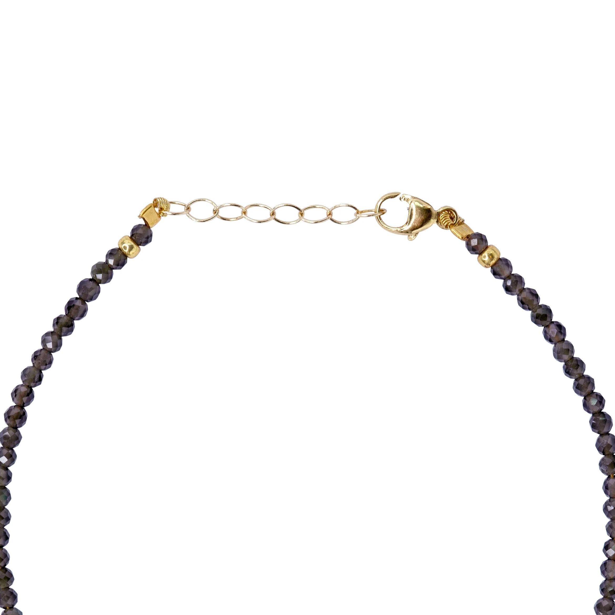 De las mujeres Pulsera minúscula de obsidiana de 14 quilates de oro - by Bombyx House en venta