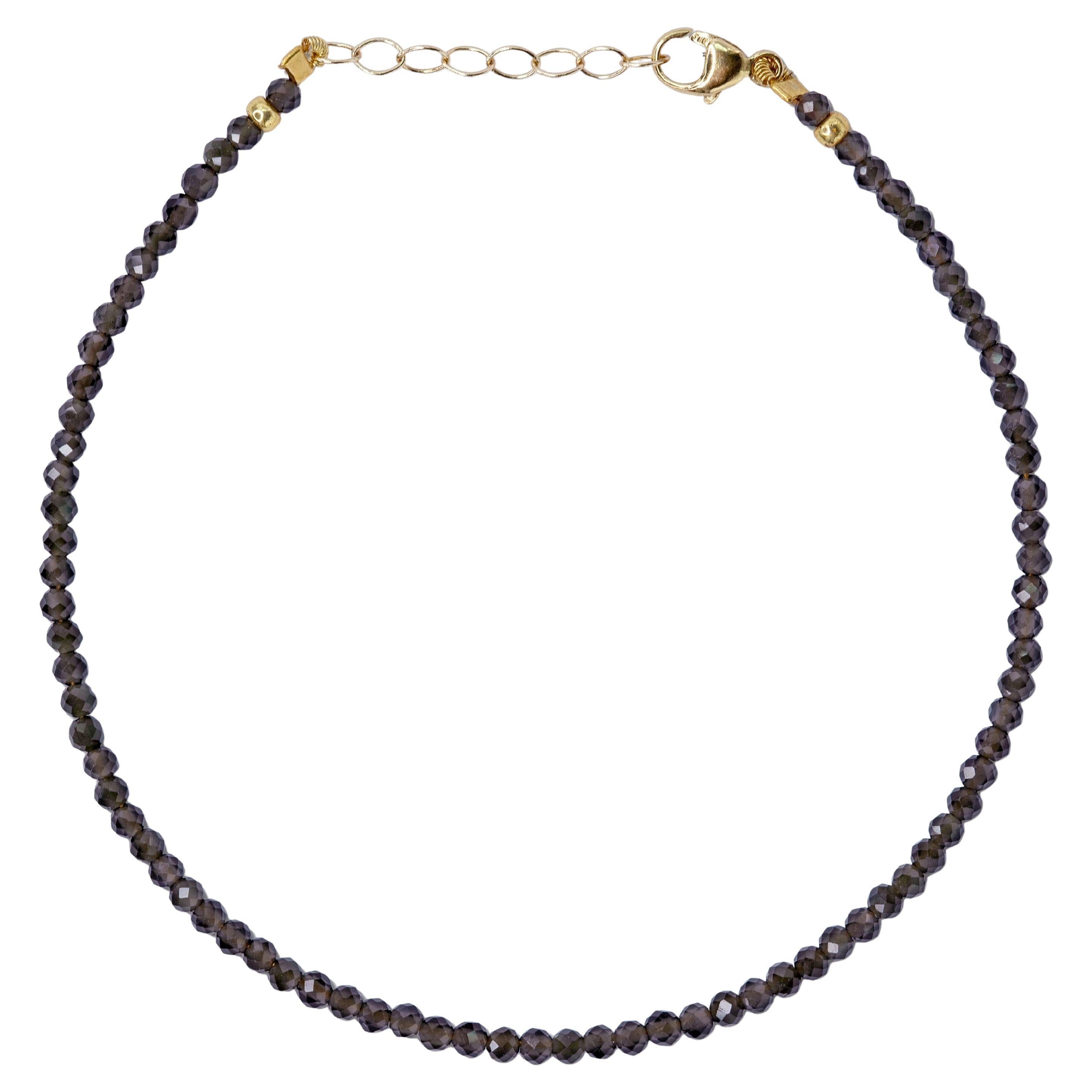 Pulsera minúscula de obsidiana de 14 quilates de oro - by Bombyx House