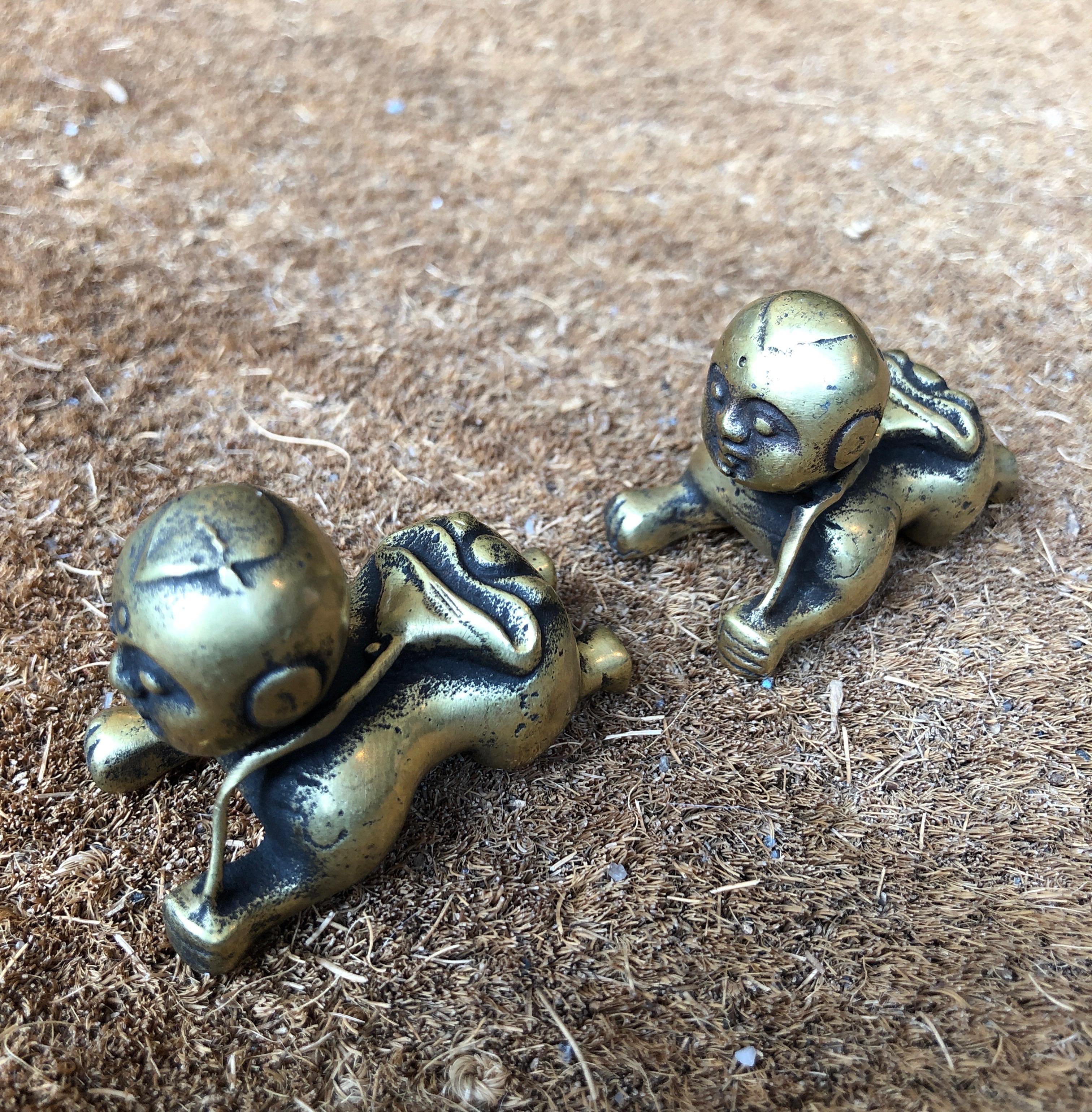 Tiny Chinese Crawling Bronze Babies 7