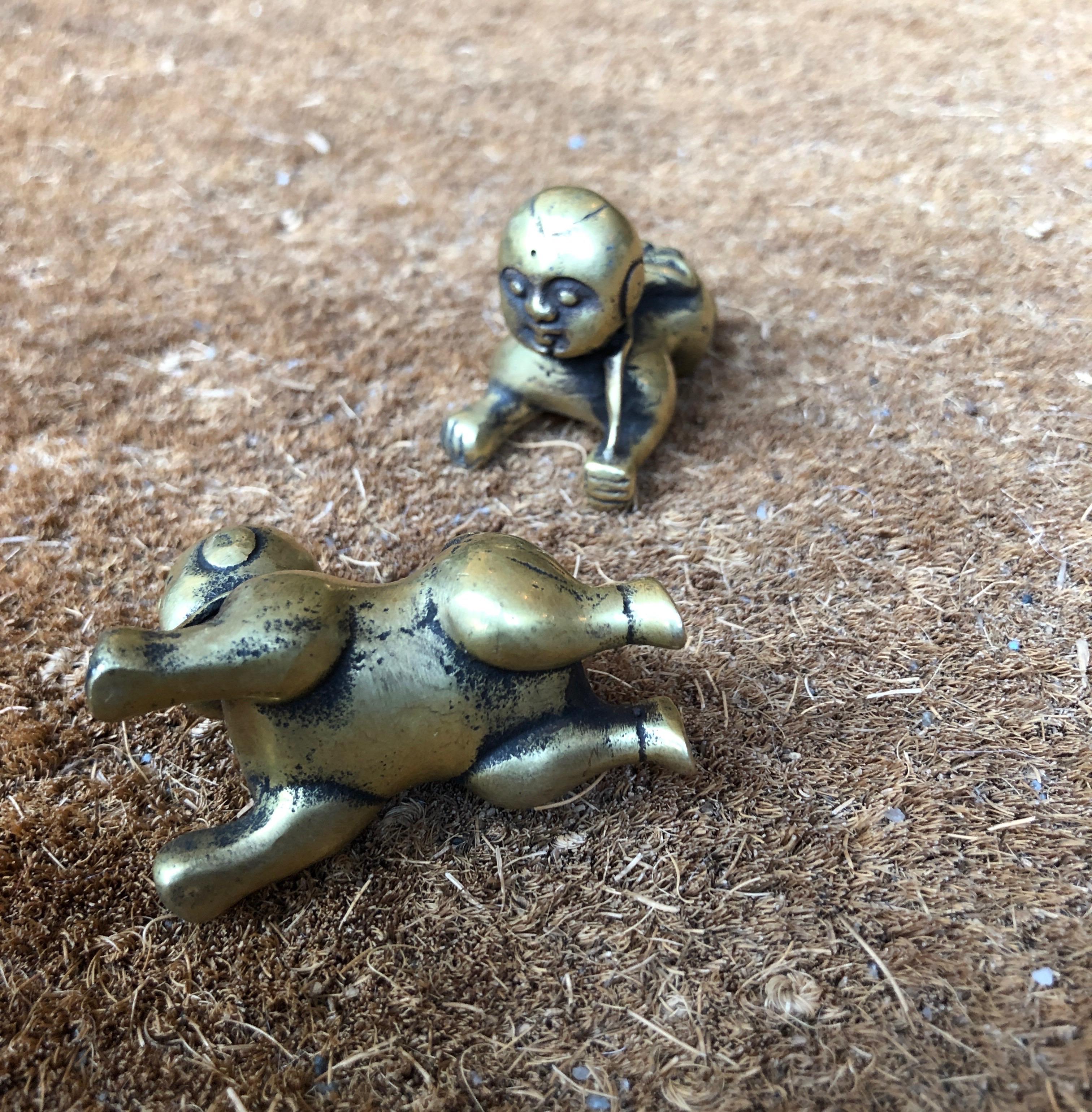 Tiny Chinese Crawling Bronze Babies For Sale 8