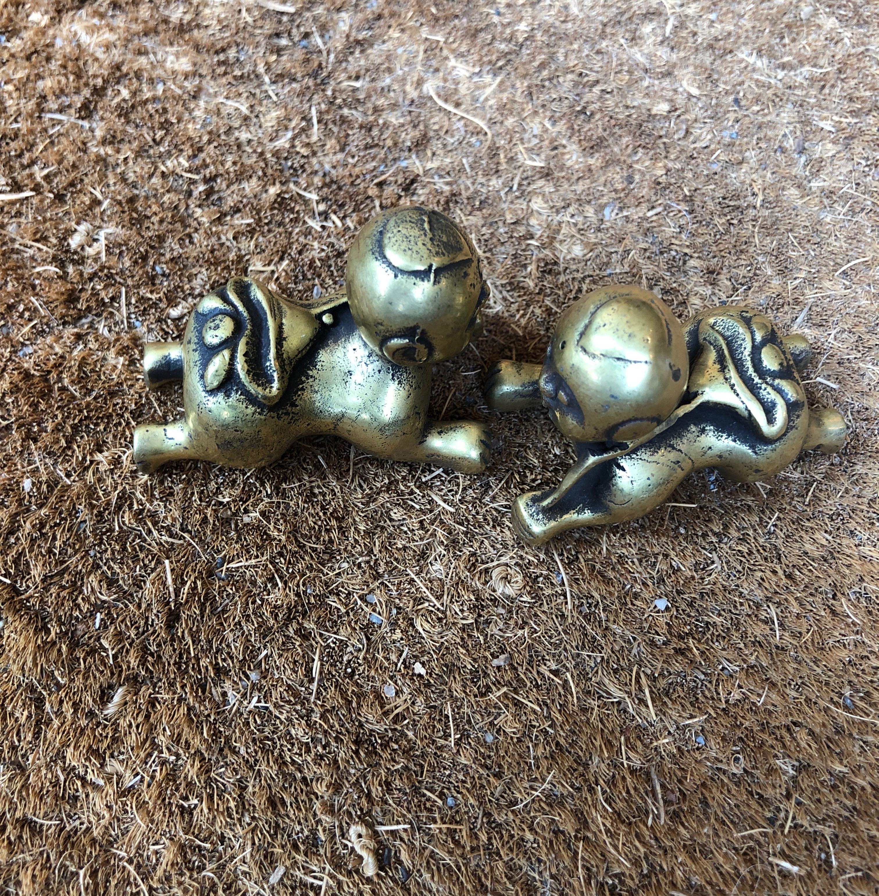 Tiny Chinese Crawling Bronze Babies 9