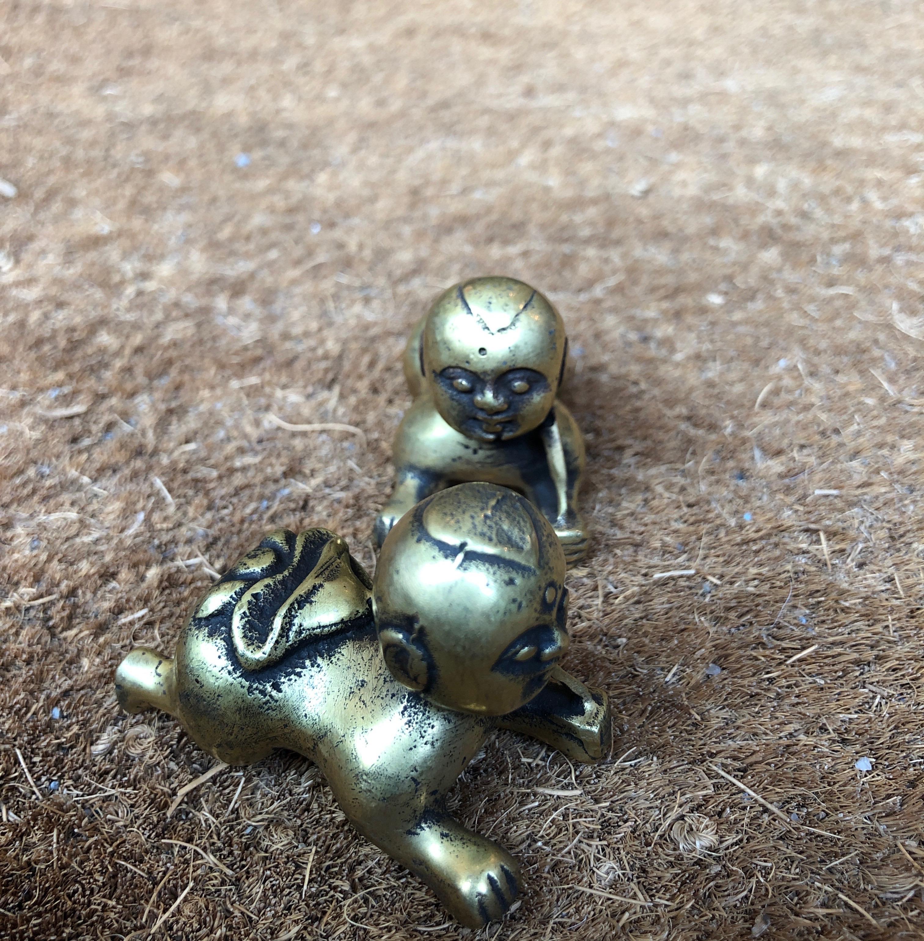 Tiny Chinese Crawling Bronze Babies For Sale 10