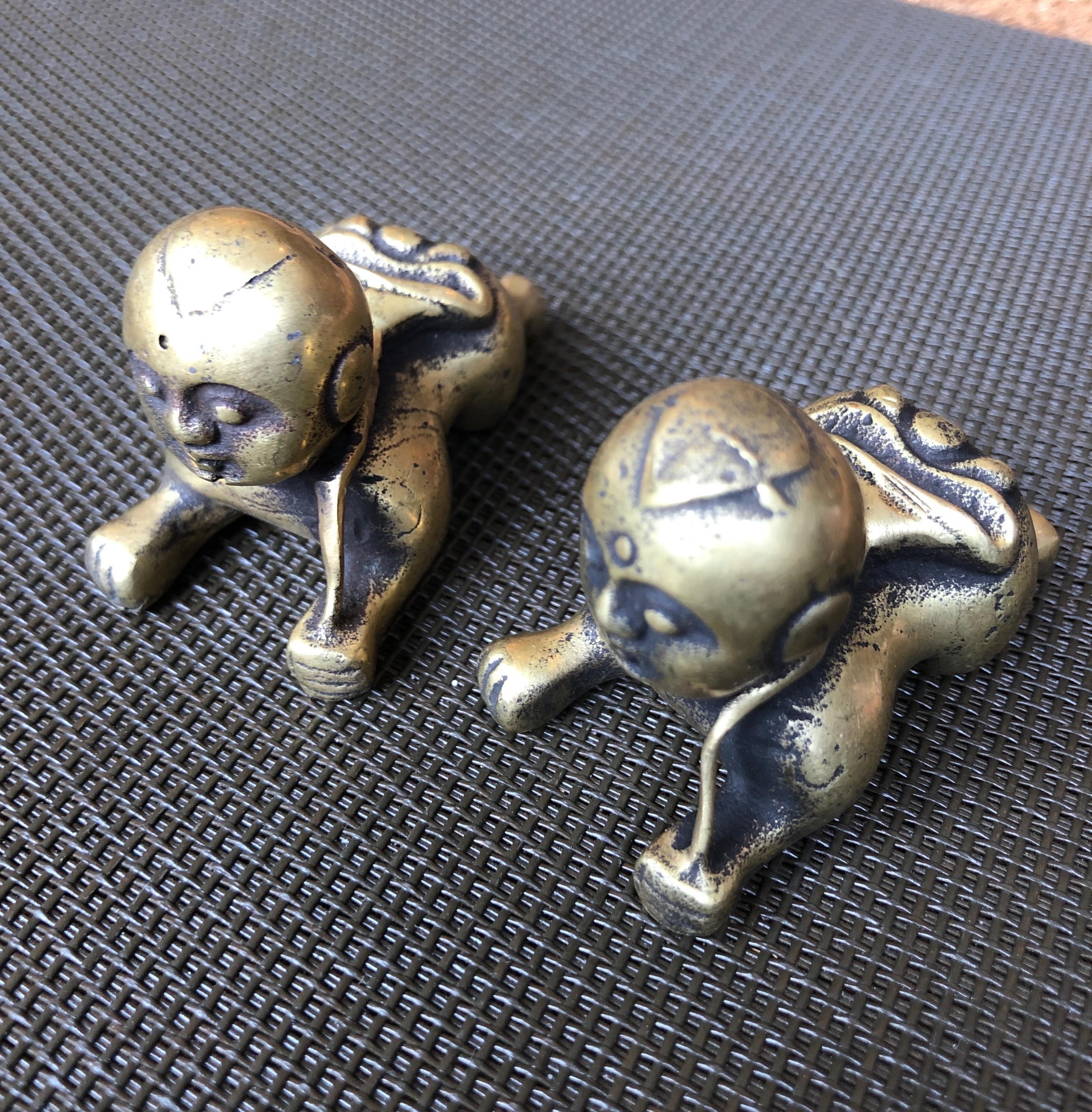 Tiny Chinese Crawling Bronze Babies 16