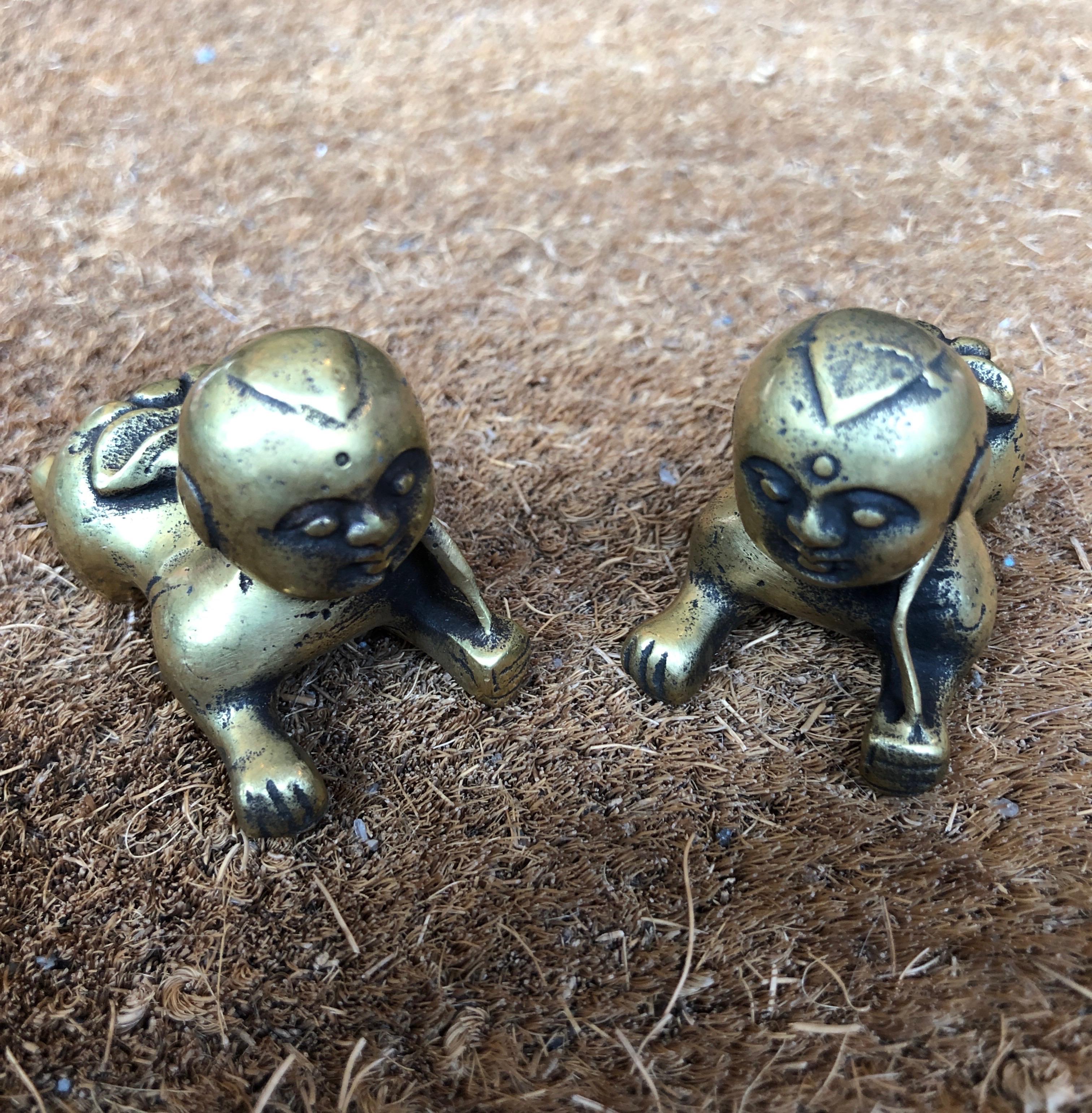 Tiny Chinese Crawling Bronze Babies For Sale 1