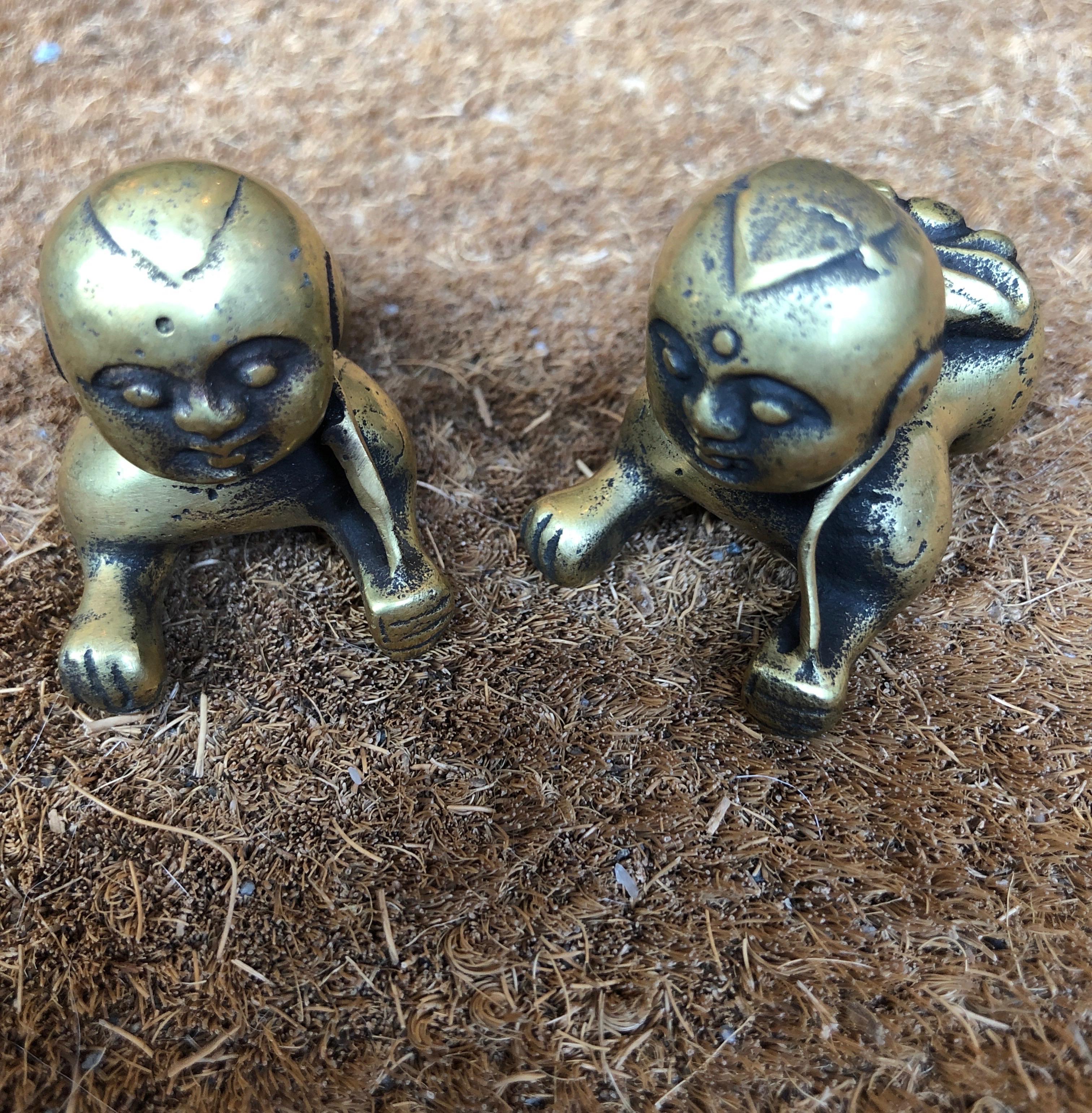 Tiny Chinese Crawling Bronze Babies For Sale 3