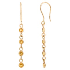 Tiny Citrine Dangle Earrings Made in 18k Solid Yellow Gold Gift for Her