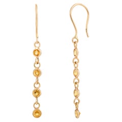 Pequeños pendientes colgantes de citrino en oro amarillo macizo de 18 quilates Regalo para ella
