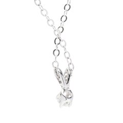 Tiny Diamond Solitaire Pendant Necklace, 14k White Gold, Teeny