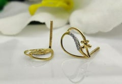 Tiny Diamond Stud Earring Drop Shape Designer in 14k Solid Gold