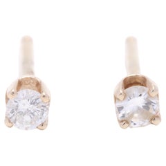 Tiny Diamond Stud Earrings, 14K Yellow Gold, Length 2.4 MM, Small Diamond