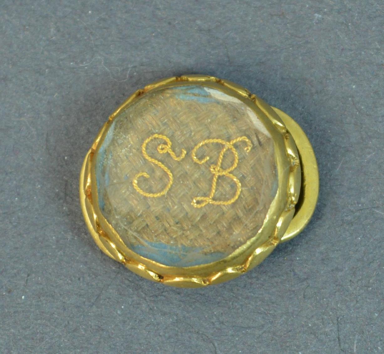 George III Tiny Early Georgian Stuart Crystal 18 Carat Gold Slider with Initials