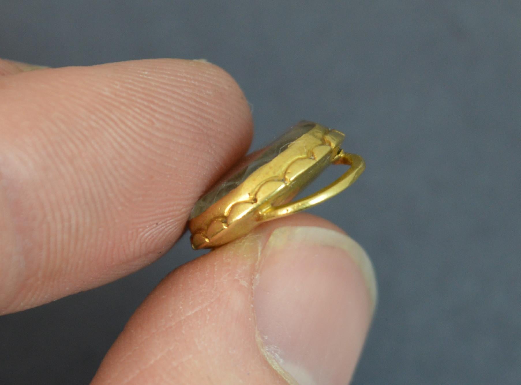 Women's Tiny Early Georgian Stuart Crystal 18 Carat Gold Slider with Initials