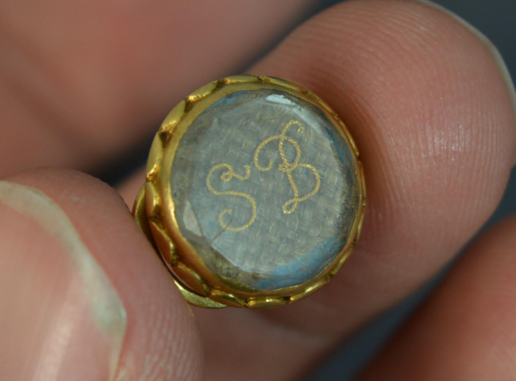 Tiny Early Georgian Stuart Crystal 18 Carat Gold Slider with Initials 4