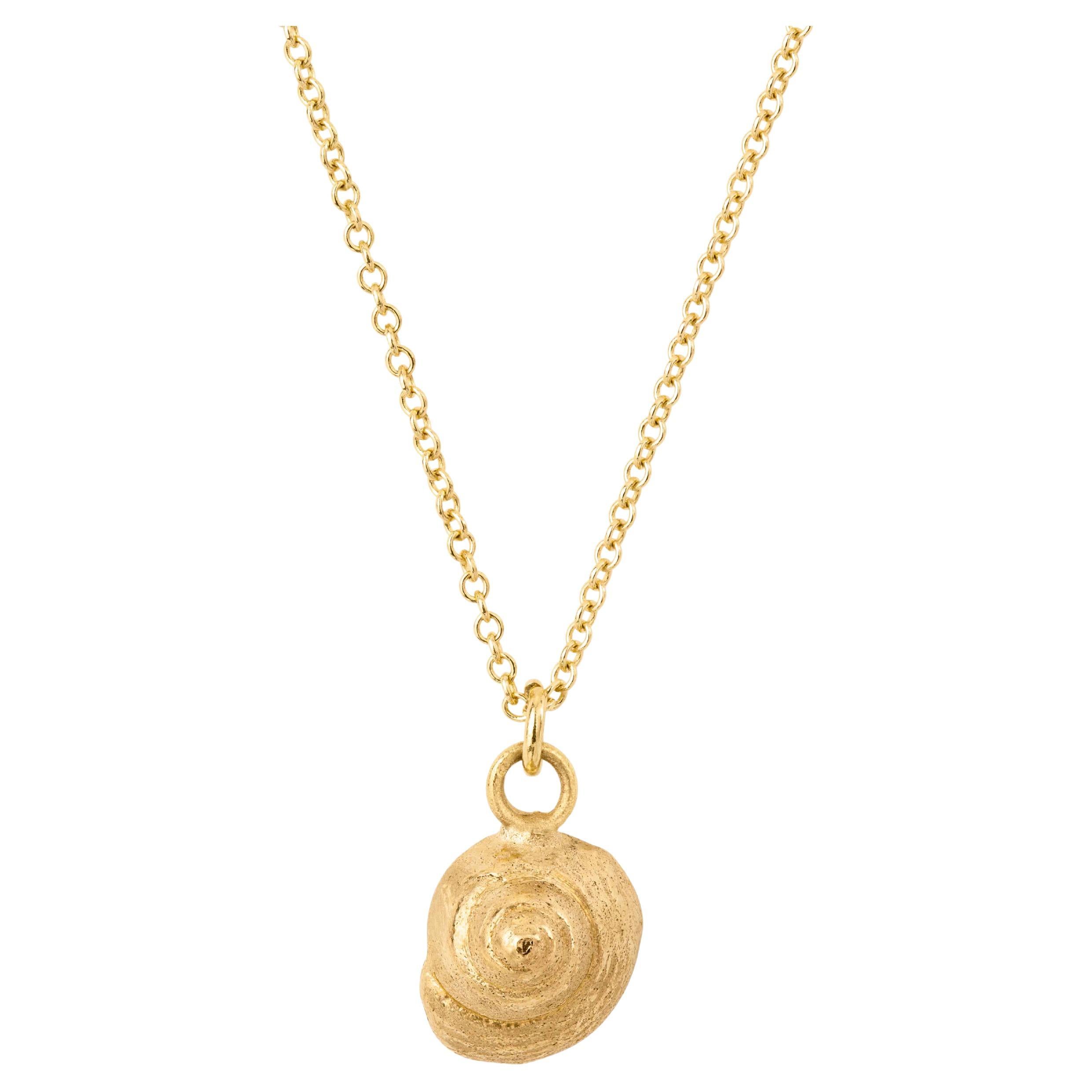 Tiny Gold Snail Shell Pendant For Sale