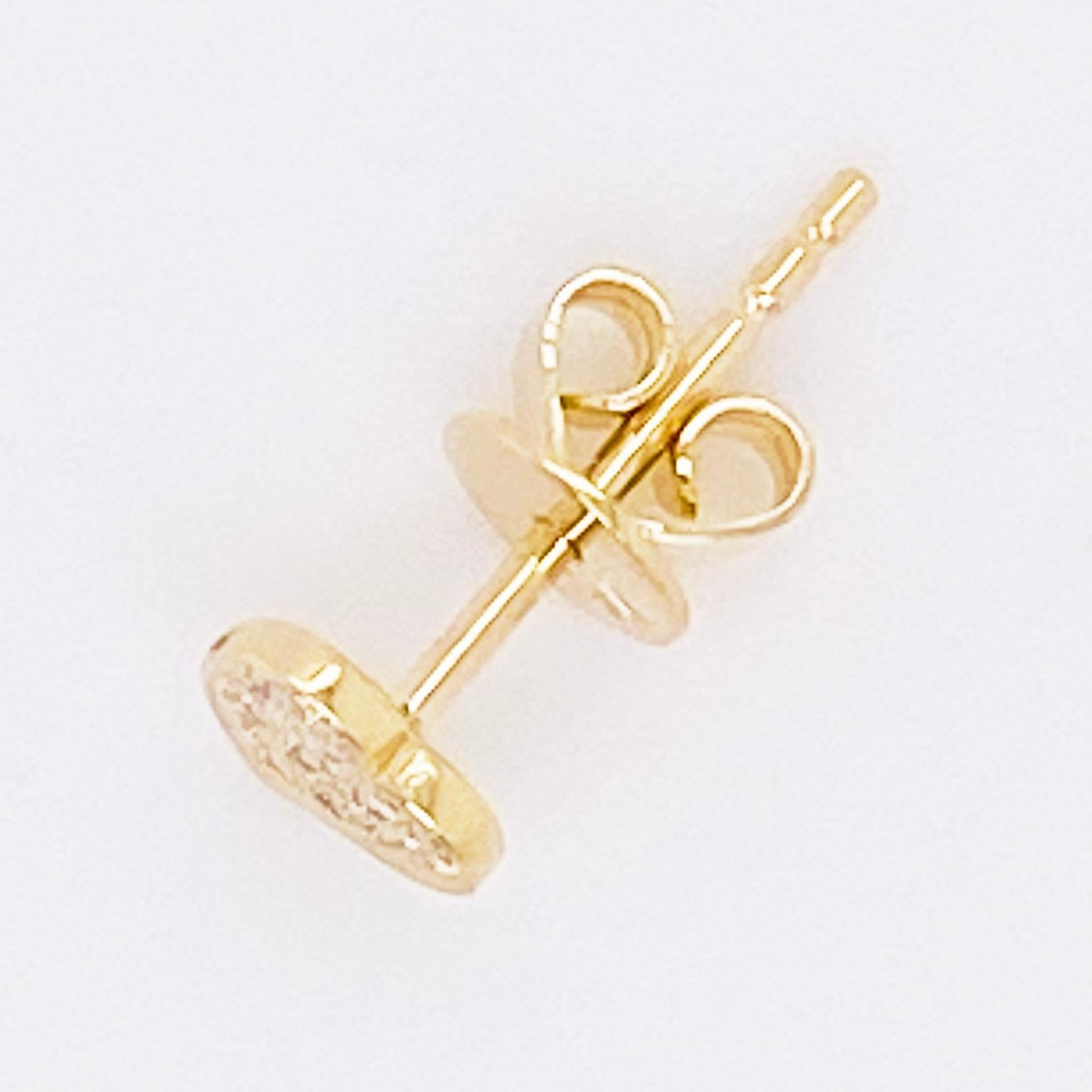 Women's Tiny Heart Pave Diamond Studs, 14 Karat Gold 0.06 Carats Valentine Love For Sale