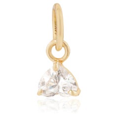 Tiny Heart Shaped Diamond Solitaire Pendant Charm in 14K Yellow Gold Jewelry