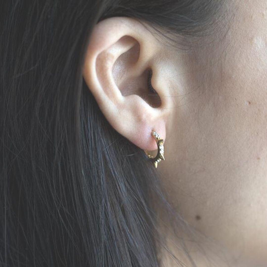 Artisan Tiny Hoop Earrings, Small Hoop Earrings, Gold hoop Earrings, Huggie Hoop Earring For Sale