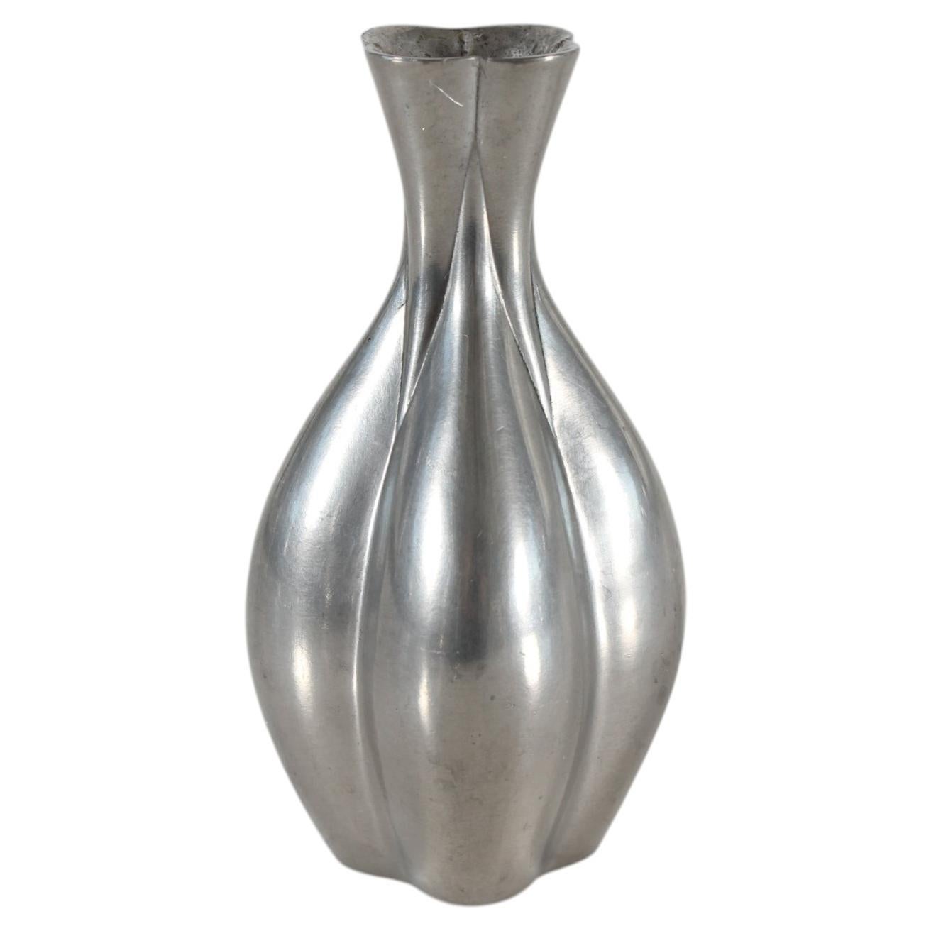 Tiny Just Andersen Art Deco Decorative Vase of Polished Pewter no. 2319 1960s