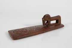 Tiny Kid Size Antique Danish Wooden Mangle Board a Wedding Love Gift with Horse