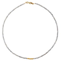 Tiny Labradorit Gold Perlen Halskette Glänzend Grau Choker