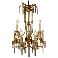 Tiny Late 19th Century Gas Chandelier of Elaborately Cast and Gilded Brass